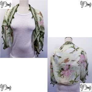 Green Floral Shrug Scarf Accessory